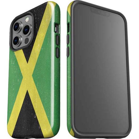 Jamaica Flag Distressed iPhone 14 Pro Impact Case